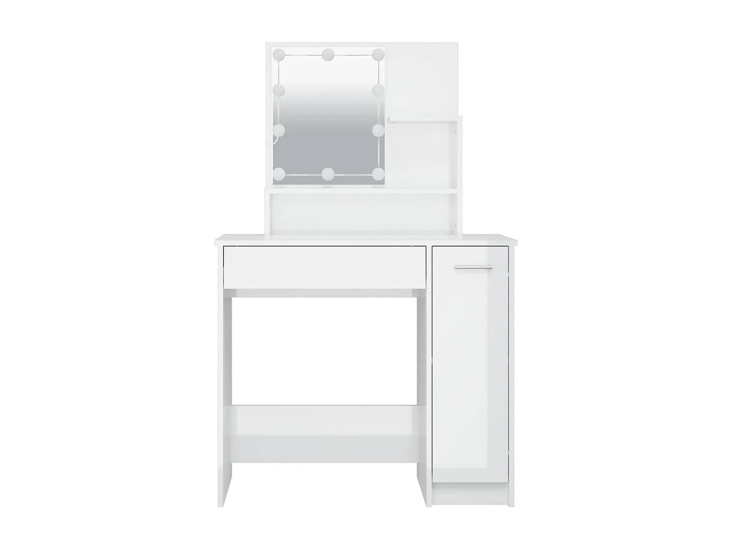 Toucador com LEDs 86,5x35x136 cm branco brilhante PT457952