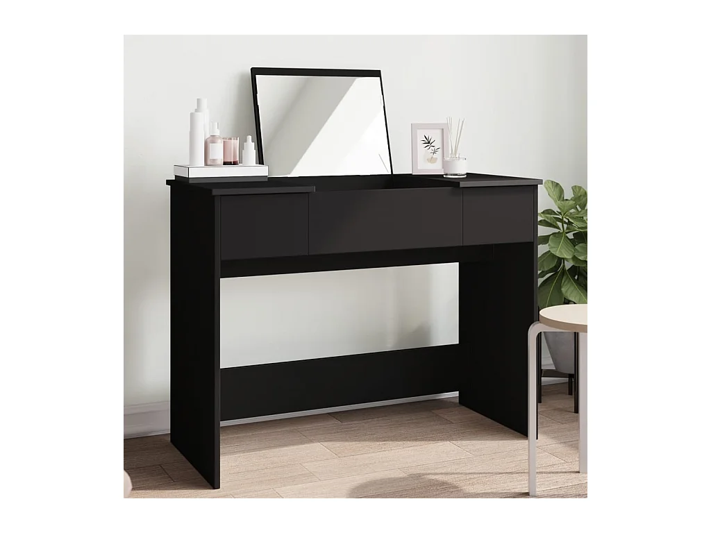 Coiffeuse avec miroir noir 100x45x76 cm FR317429