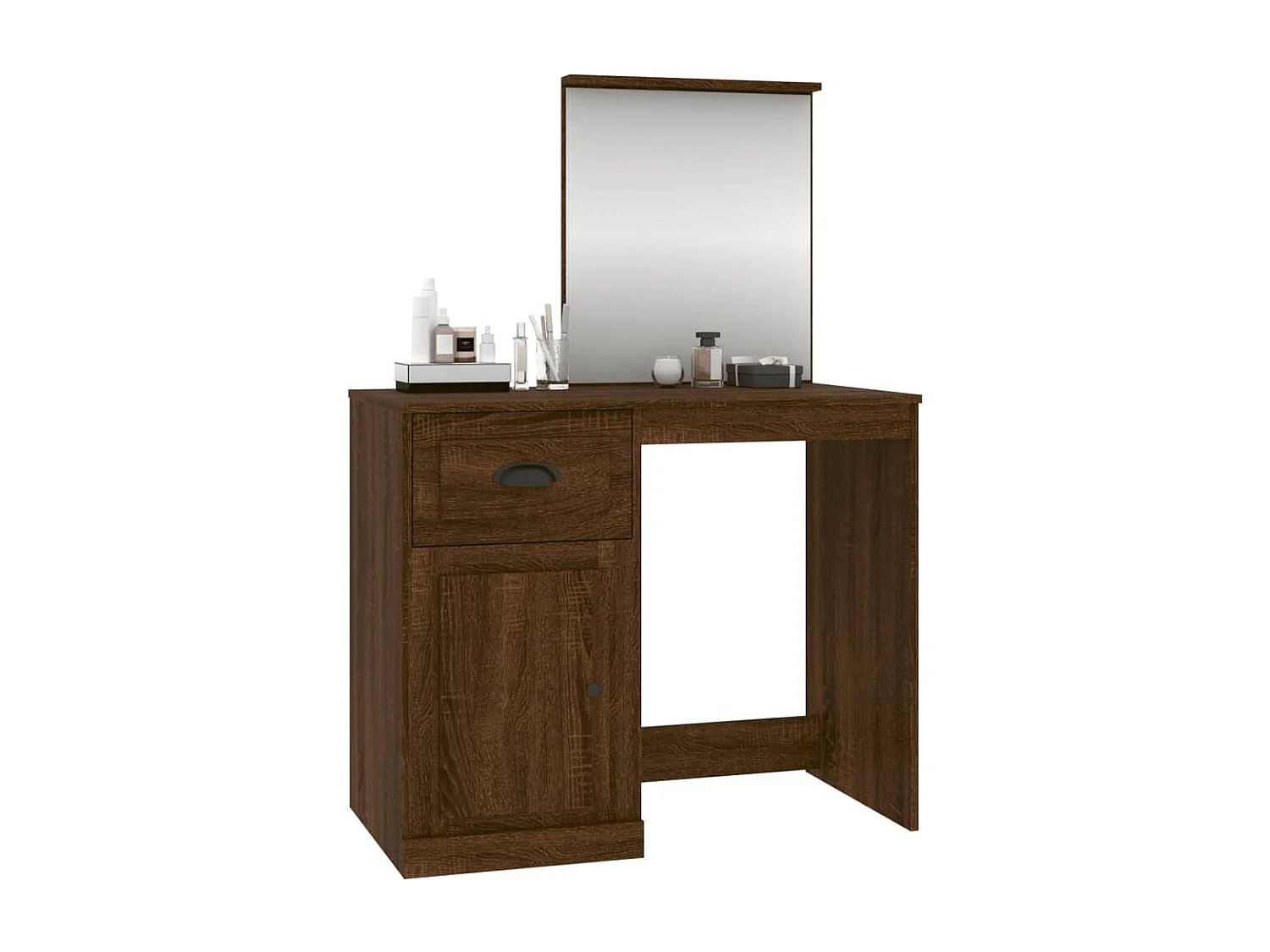 Coiffeuse et miroir chêne marron 90x50x132,5 cm bois ingénierie FR665927