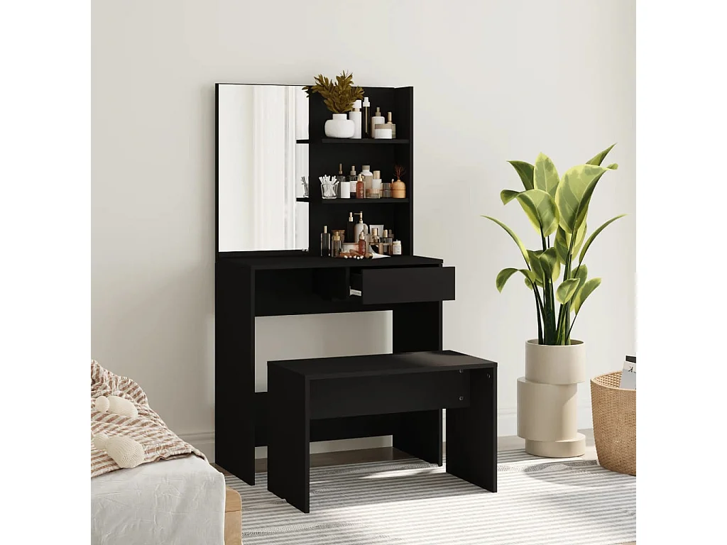 Ensemble de coiffeuse noir 74,5x40x141 cm FR824751