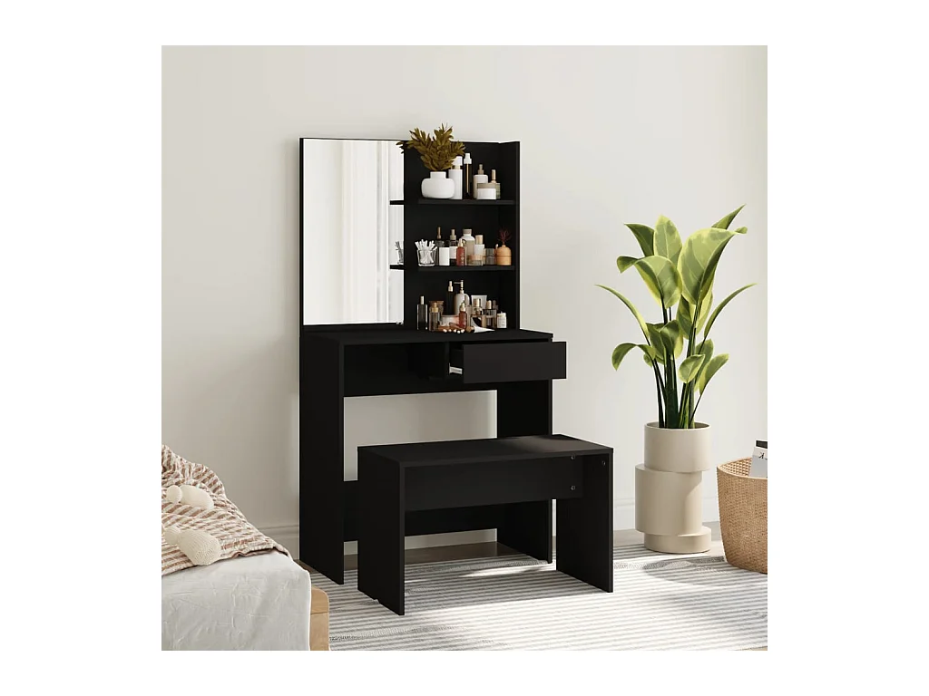 Ensemble de coiffeuse noir 74,5x40x141 cm FR824751