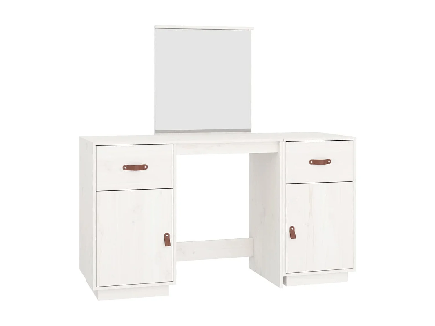 Ensemble de coiffeuse avec miroir Blanc Bois de pin solide FR548371