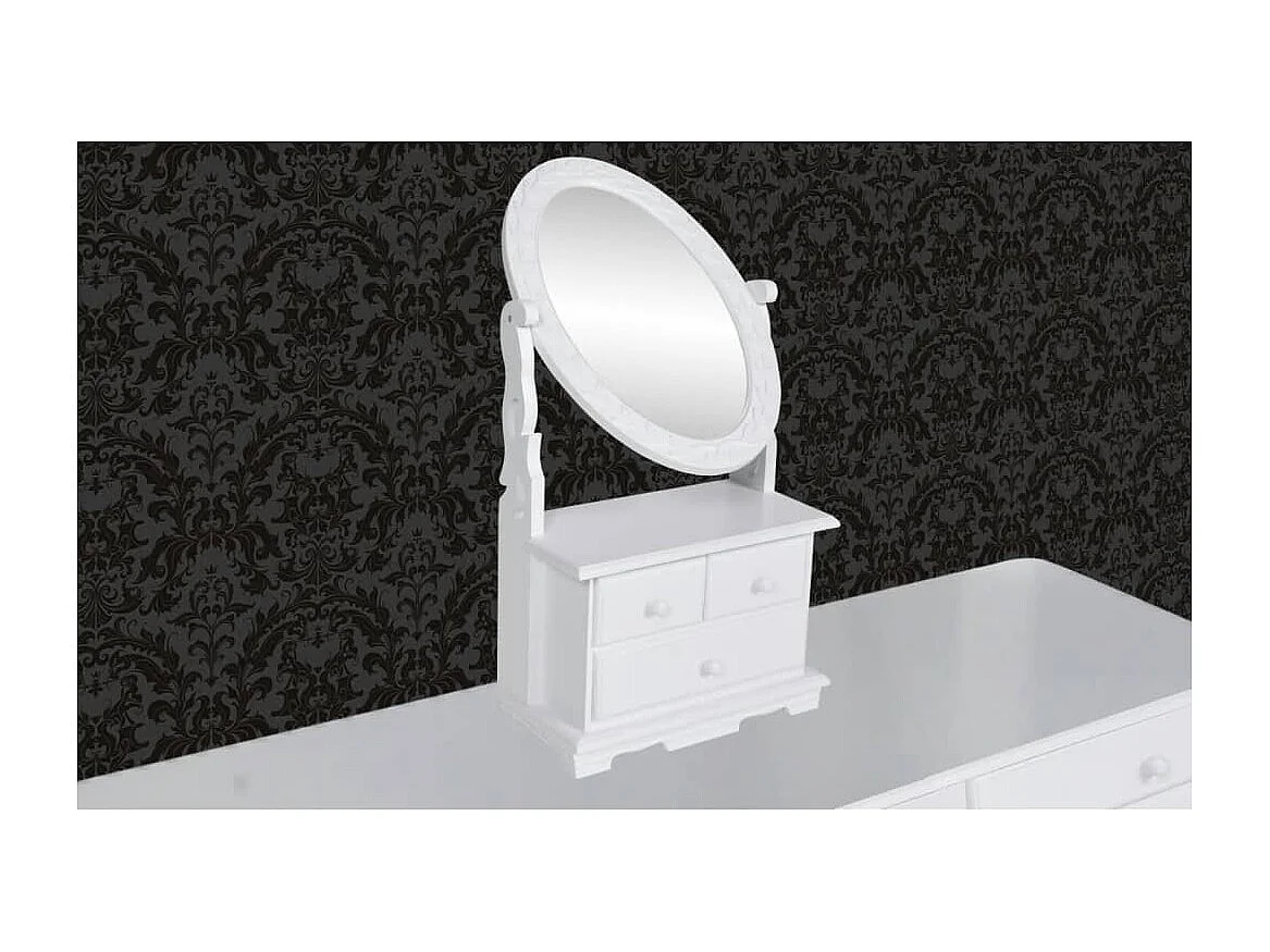 Coiffeuse avec miroir pivotant ovale MDF FR885317