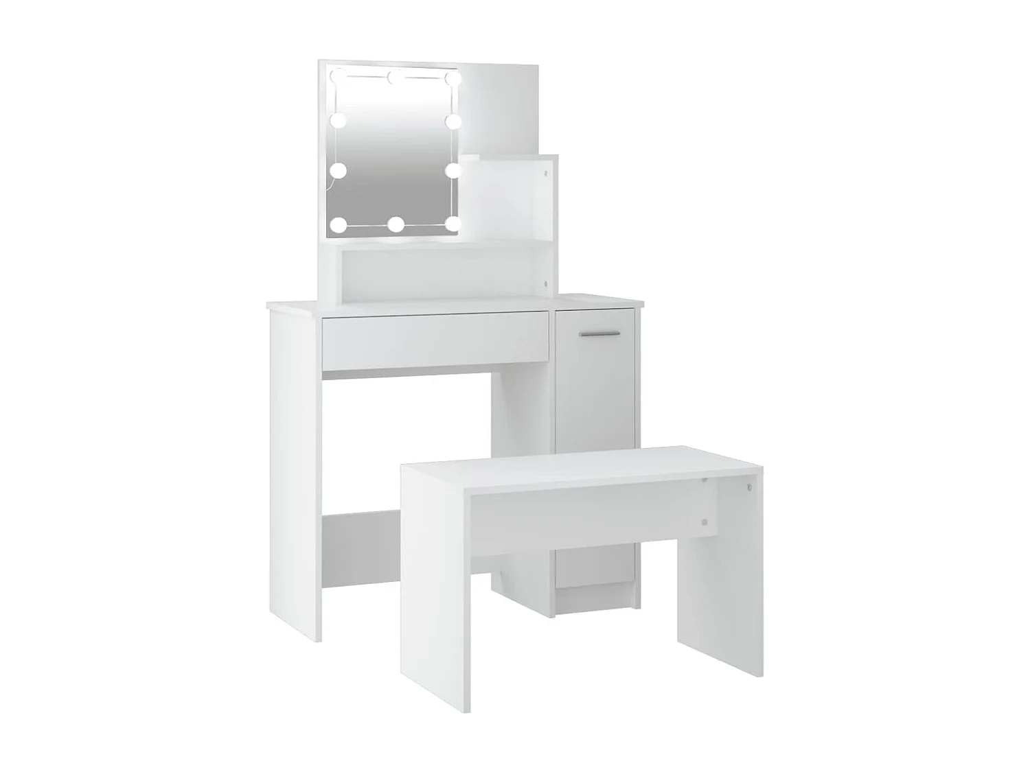 Conjunto toucador c/ LEDs madeira processada branco PT231464