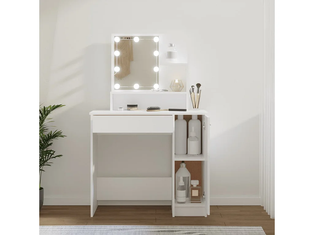 Toucador com LEDs 86,5x35x136 cm cor branco PT220863