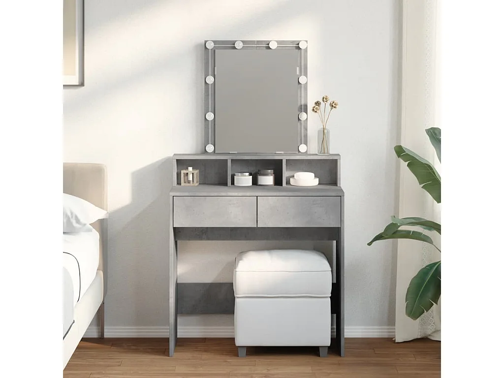 Kaptafel met LED 80x41x144,5 cm betongrijs BE551445