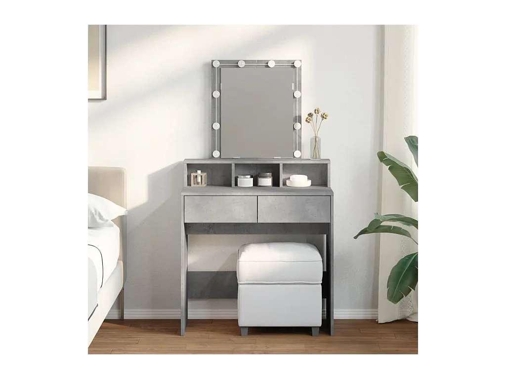 Coiffeuse avec LED gris béton 80x41x144,5 cm FR365598