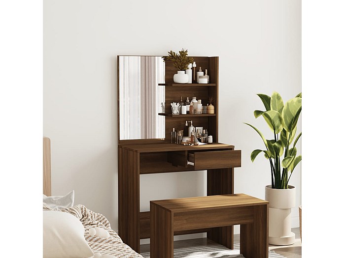 Coiffeuse avec miroir Blanc brillant 74,5x40x141 cm - coiffeuse