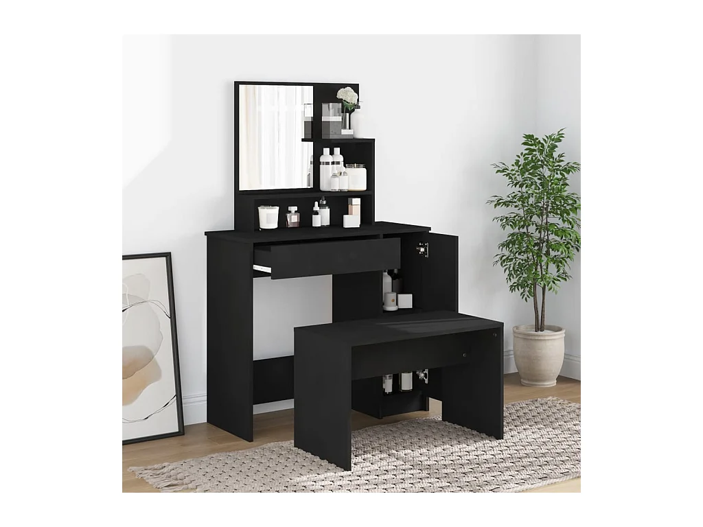 Ensemble de coiffeuse noir 86,5x35x136 cm FR921642