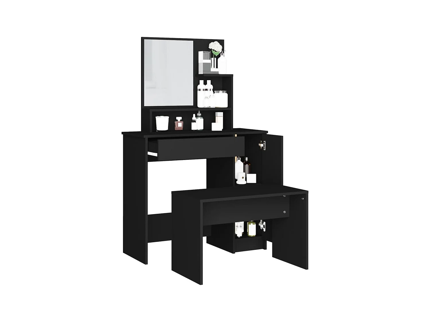 Ensemble de coiffeuse noir 86,5x35x136 cm FR921642