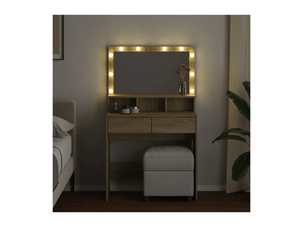 Coiffeuse avec LED chêne sonoma 80x41x134,5 cm FR353791