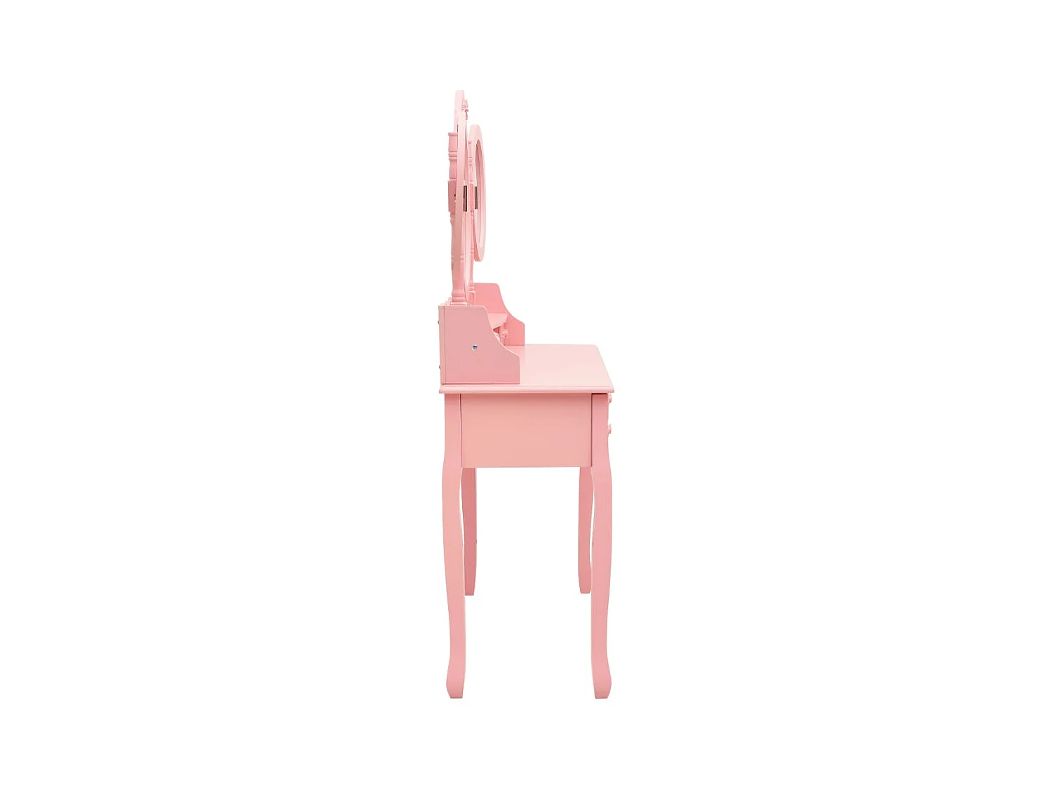 Coiffeuse avec tabouret et miroir pliable en 3 Rose FR238504