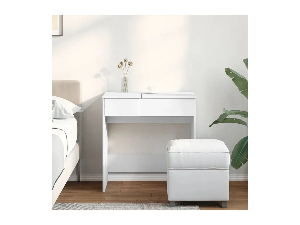 Coiffeuse avec miroir blanc 73x46,5x120 cm FR529299