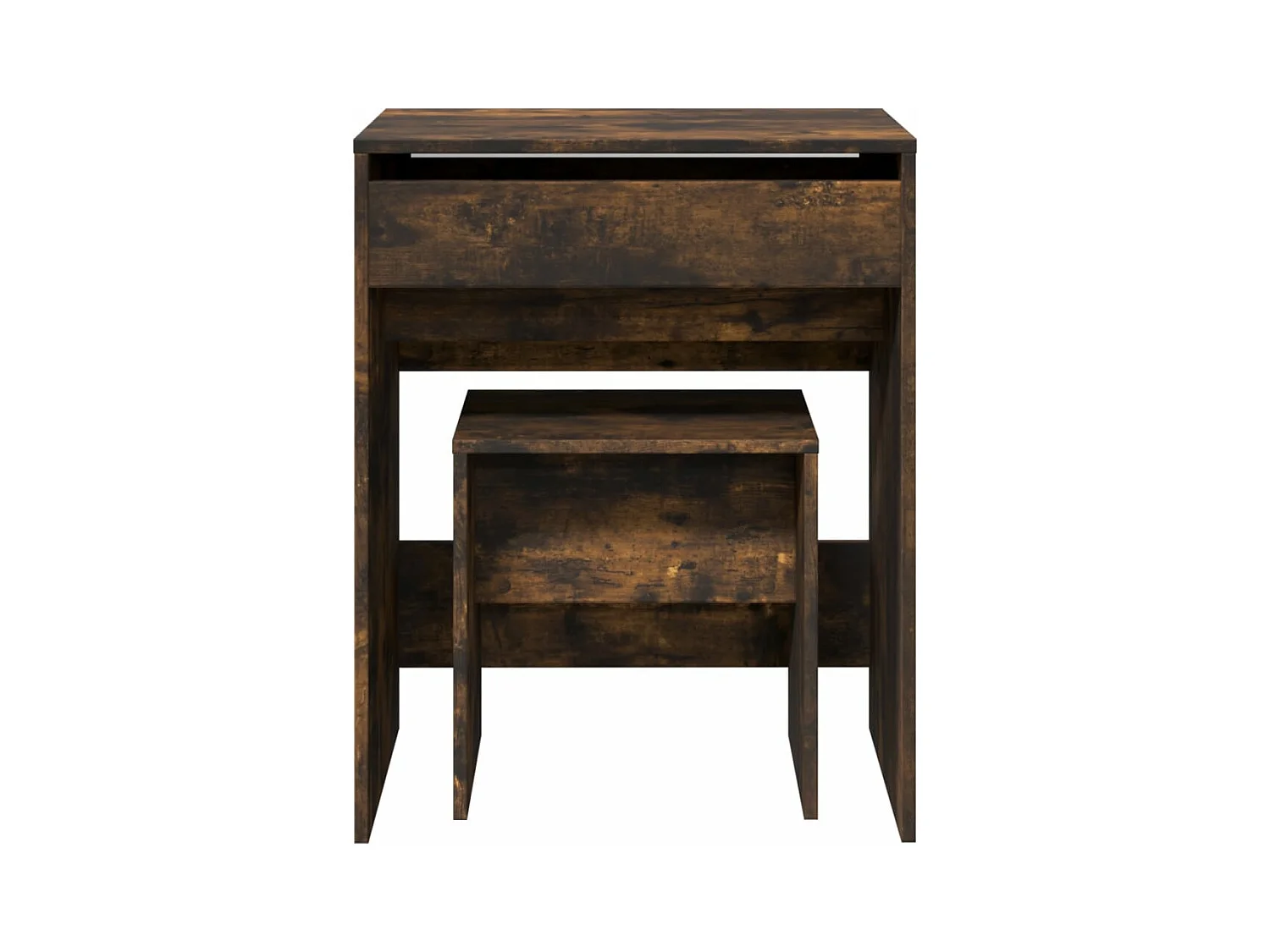 Kaptafel met krukje 60x40x113,5 cm gerookt eikenkleurig BE286607