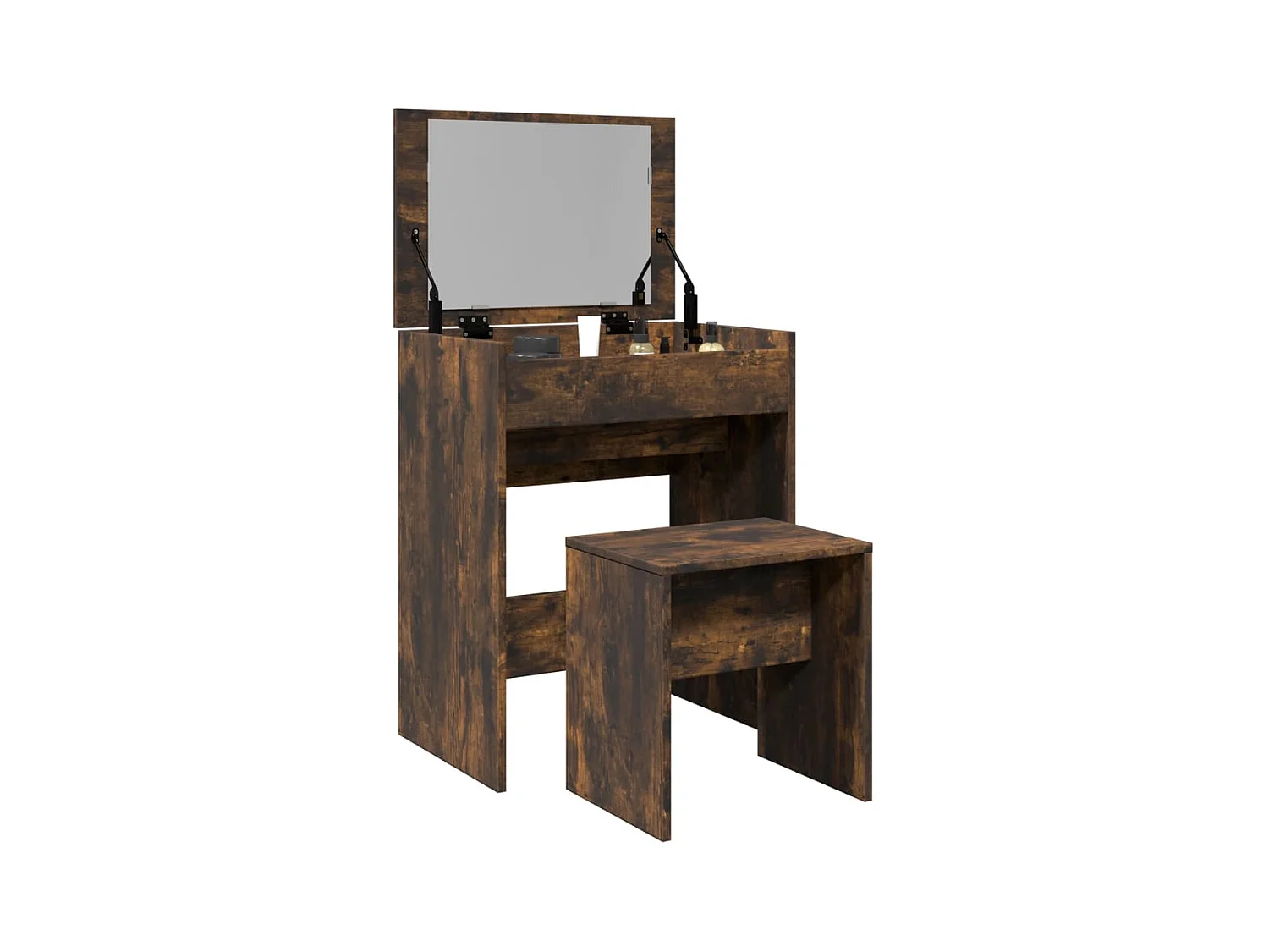 Kaptafel met krukje 60x40x113,5 cm gerookt eikenkleurig BE286607