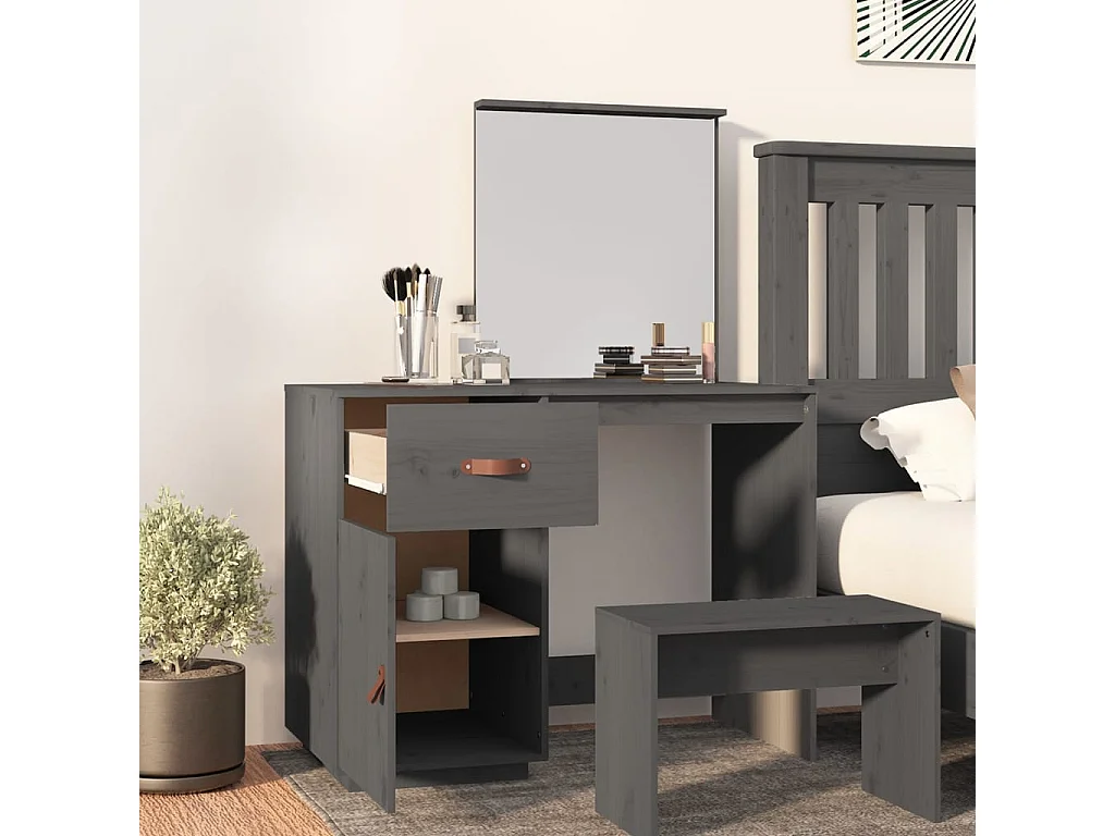 Kaptafel 95x50x134 cm massief grenenhout grijs BE900095