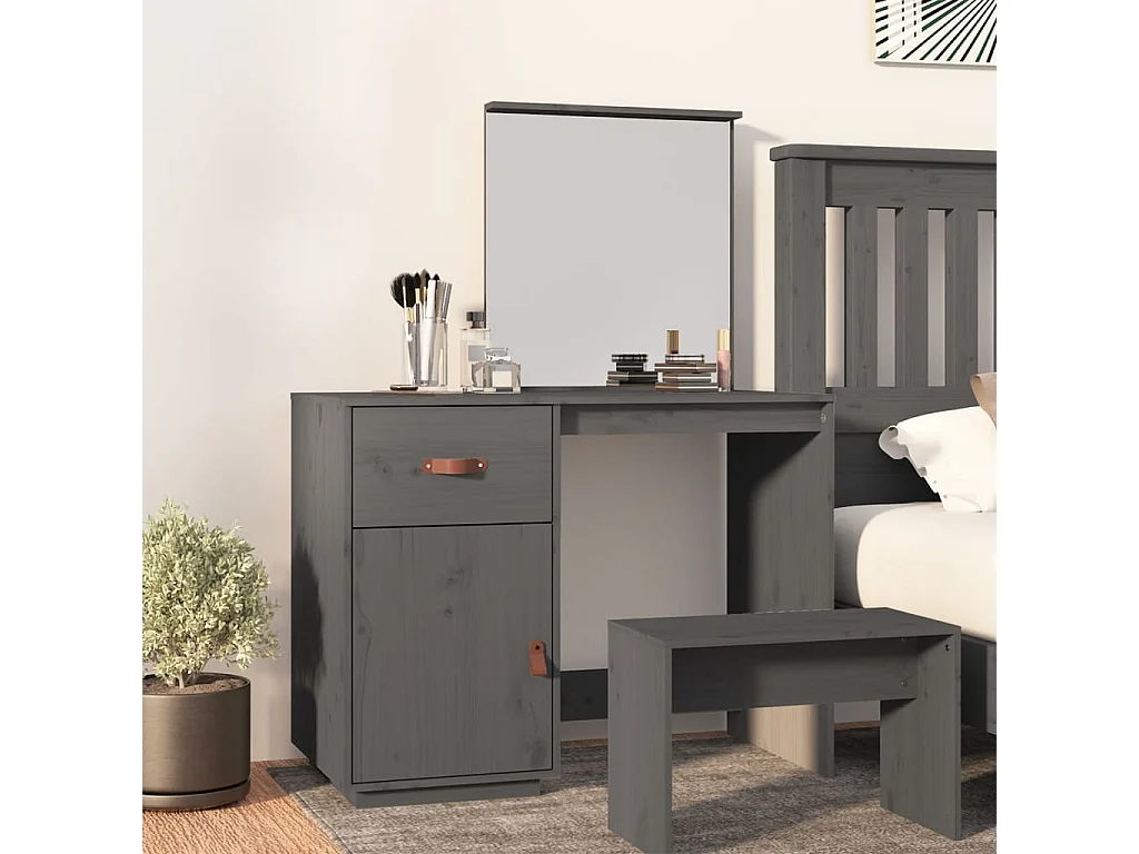 Coiffeuse Gris 95x50x134 cm Bois de pin massif FR555487