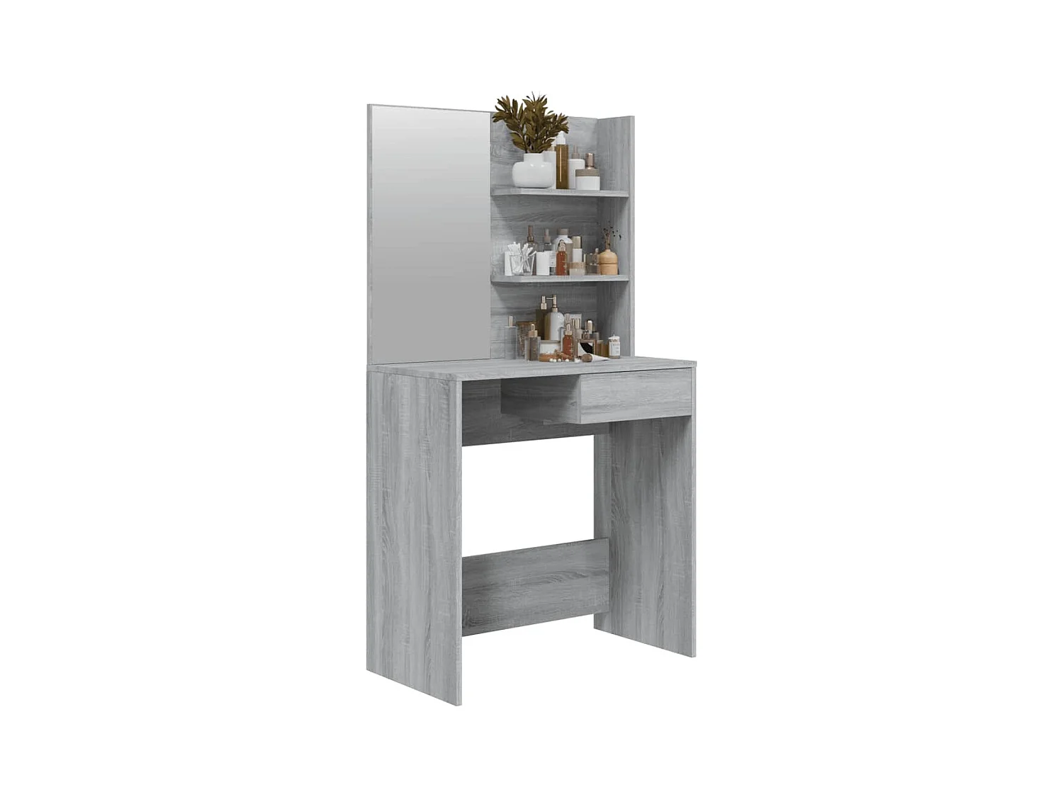 Tocador con espejo color gris sonoma 74,5x40x141 cm ES698349