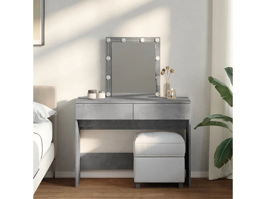 Coiffeuse avec LED gris béton 100x40x130 cm FR956678