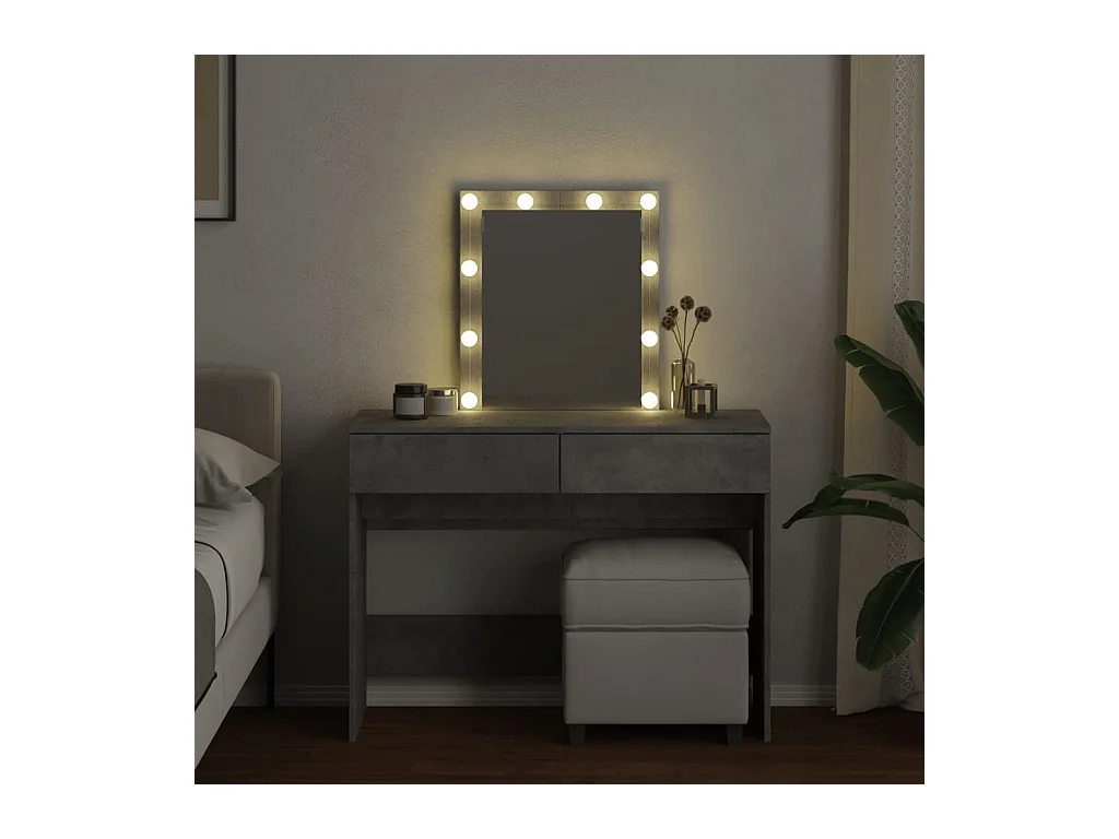 Coiffeuse avec LED gris béton 100x40x130 cm FR956678