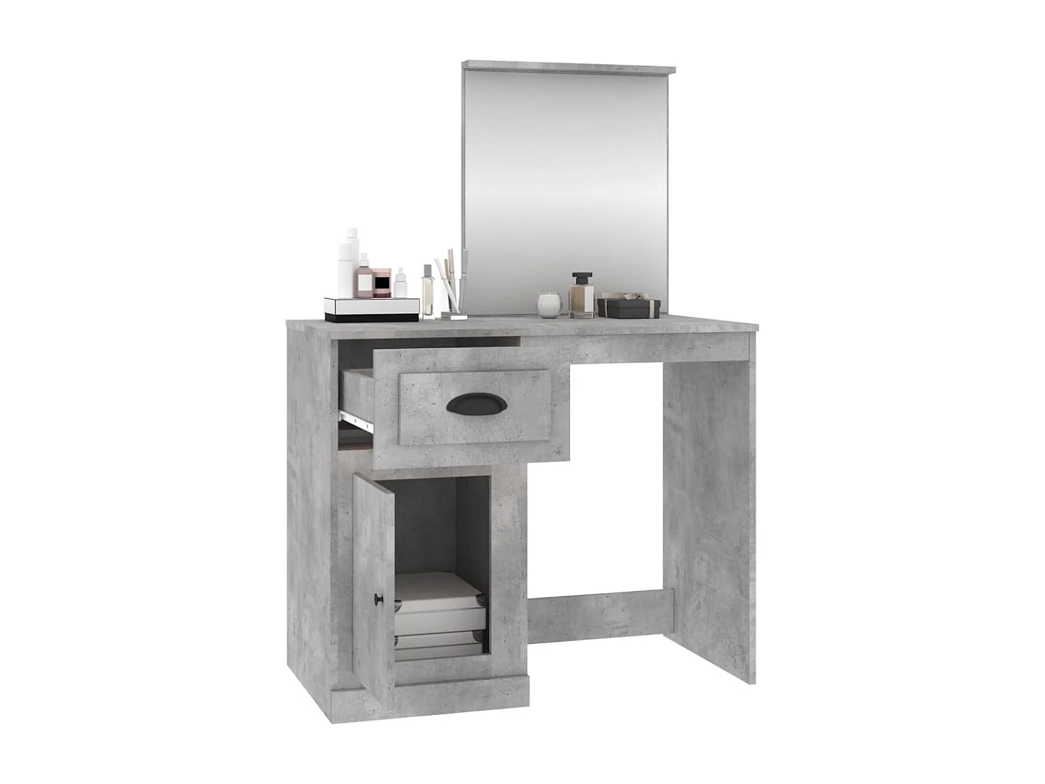 Tocador espejo madera contrachapada gris hormigón 90x50x132,5cm ES318229