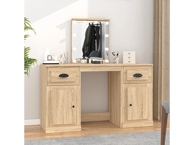 Kaptafel met LED-verlichting 130x50x132,5 cm sonoma eikenkleur BE946683