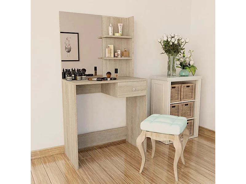 Tocador de madera de ingeniería roble 75x40x141 cm ES949831