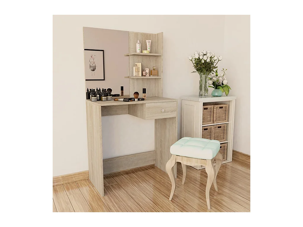 Toucador em aglomerado 75x40x141 cm carvalho PT879962