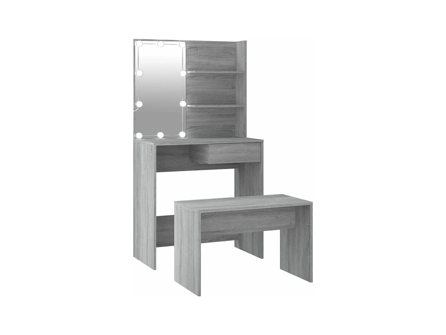 Ensemble de coiffeuse avec LED Sonoma gris Bois d'ingénierie FR437193