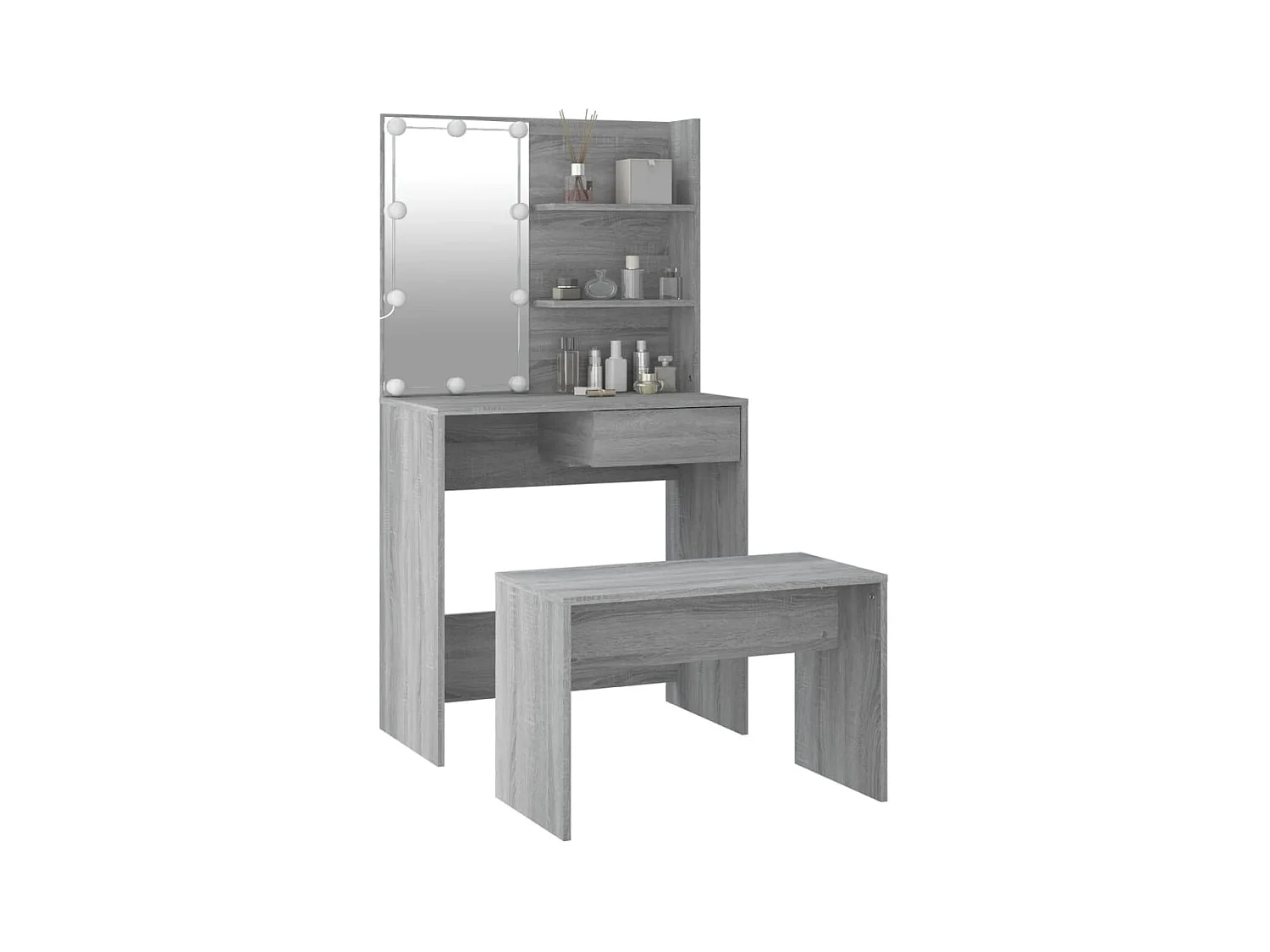 Ensemble de coiffeuse avec LED Sonoma gris Bois d'ingénierie FR437193