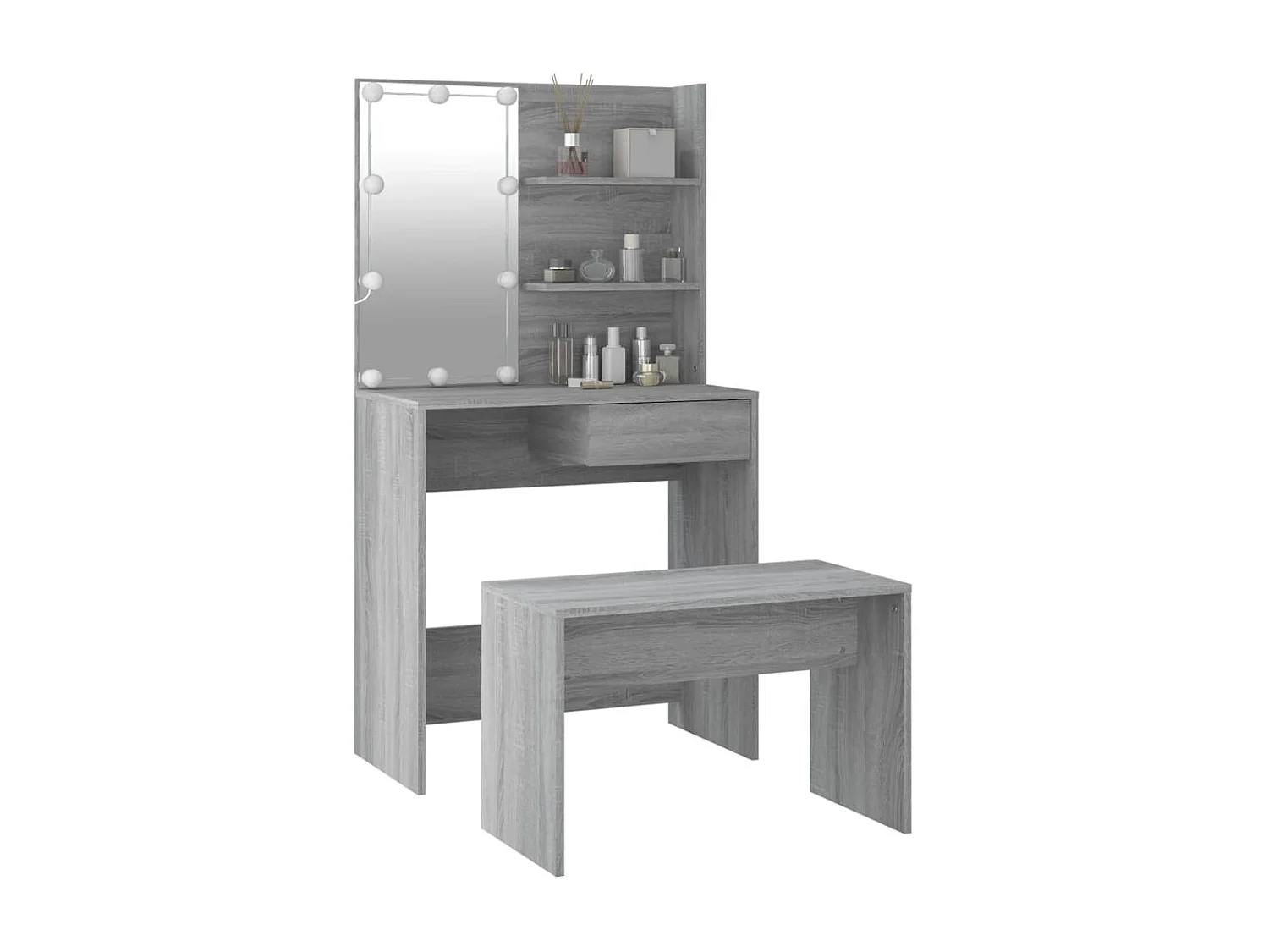 Ensemble de coiffeuse avec LED Sonoma gris Bois d'ingénierie FR437193