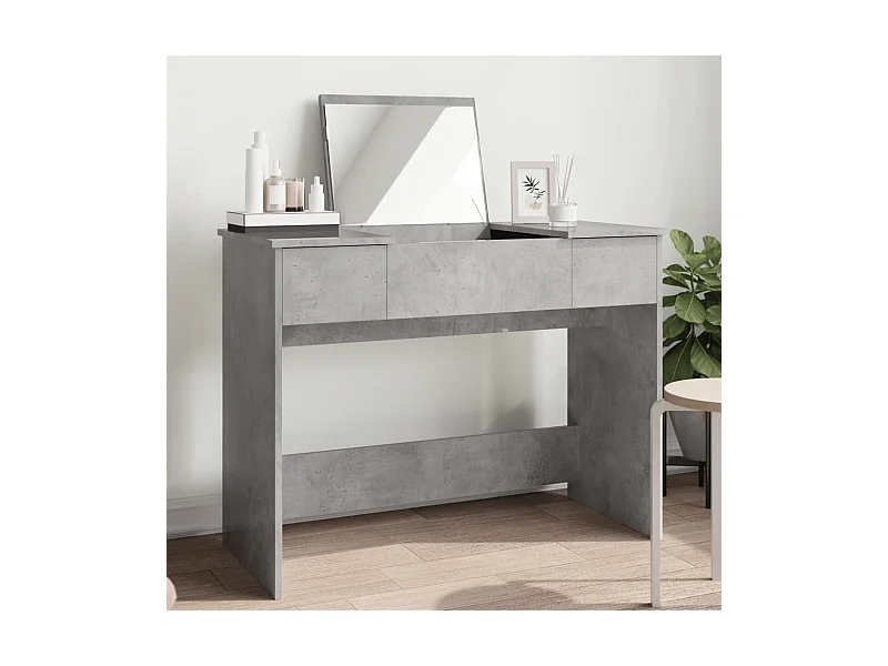 Kaptafel met spiegel 100x45x76 cm betongrijs BE300057