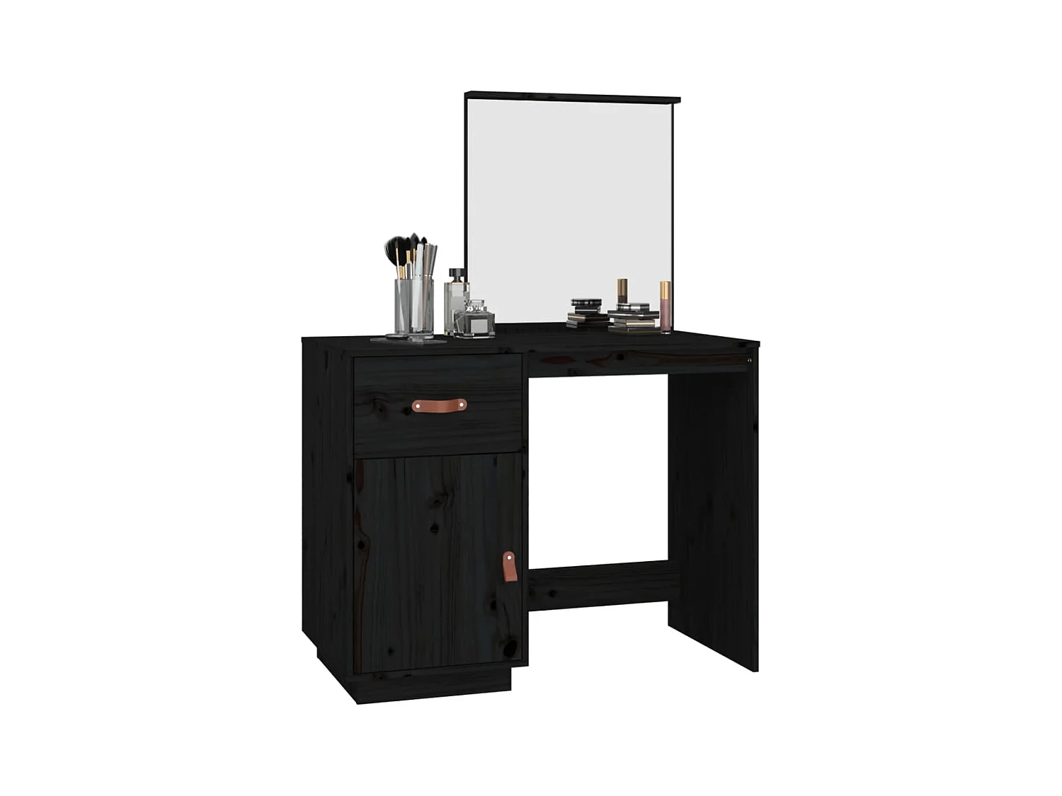 Coiffeuse Noir 95x50x134 cm Bois de pin massif FR876798