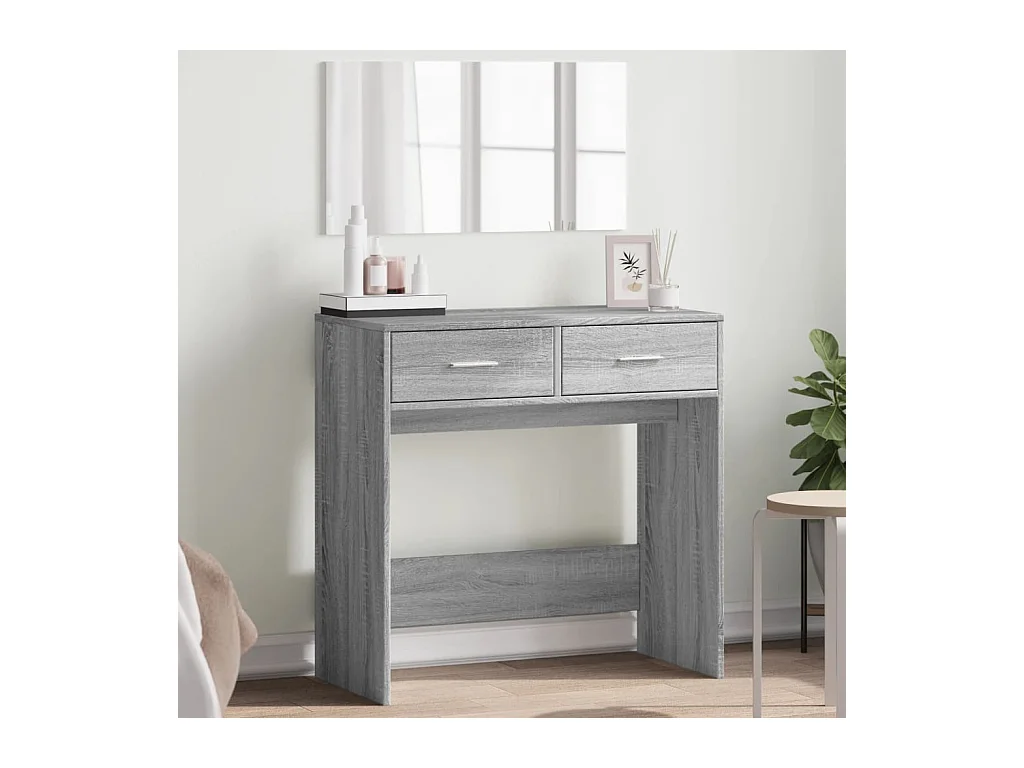 Tocador con espejo color gris Sonoma 80x39x80 cm ES813779