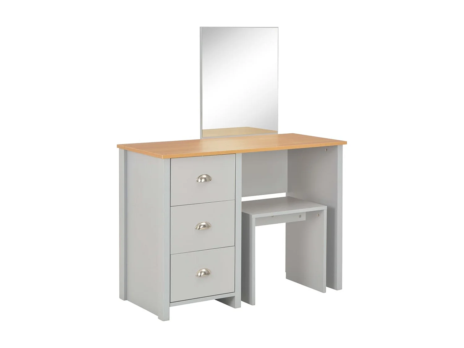 Kaptafel met spiegel en krukje 104x45x131 cm grijs BE716147