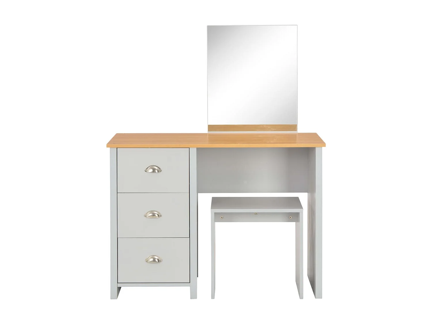 Kaptafel met spiegel en krukje 104x45x131 cm grijs BE716147