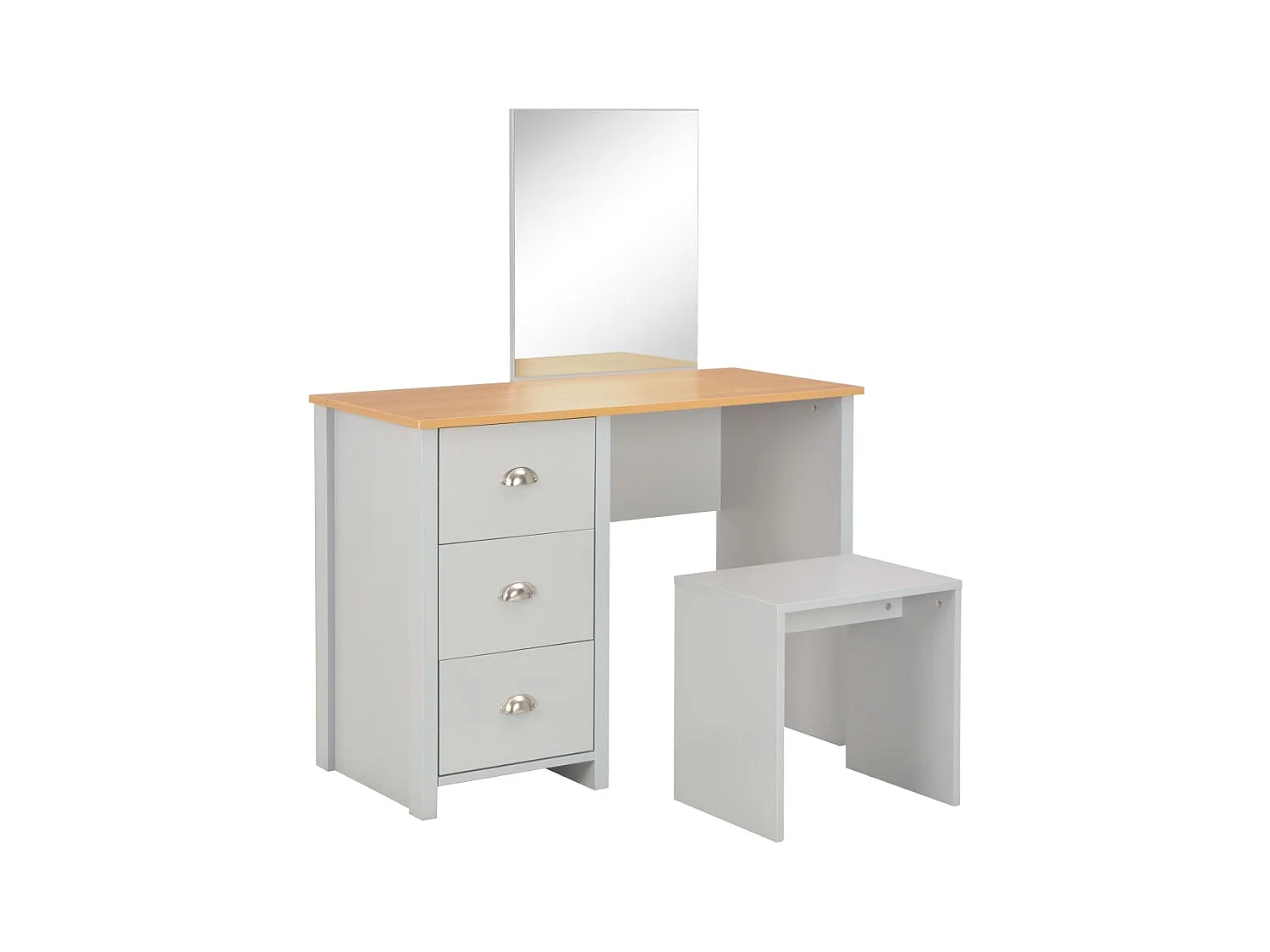 Coiffeuse avec miroir et tabouret Gris 104x45x131 cm FR601592