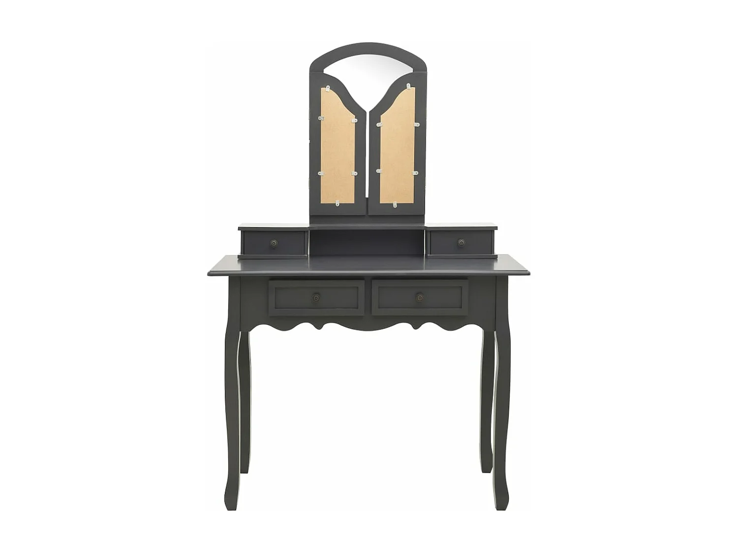 Ensemble de coiffeuse avec tabouret Gris 100x40x146cm Paulownia FR517506