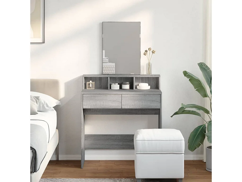 Kaptafel met spiegel 80x41x144,5 cm grijs sonoma BE212097