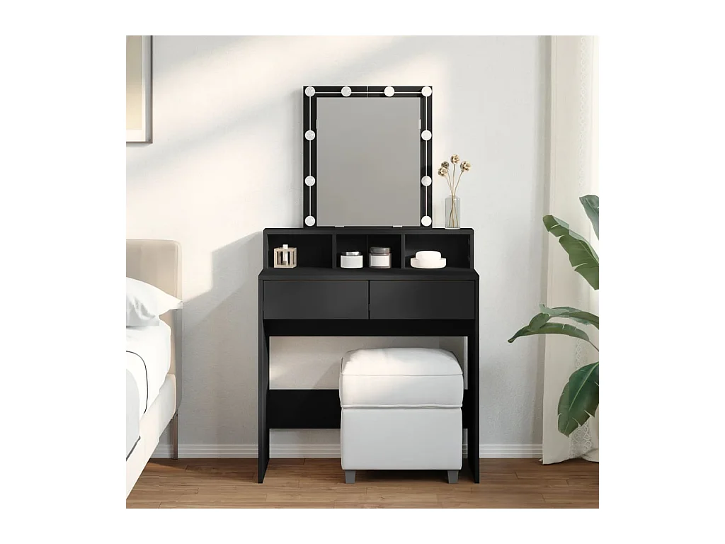 Coiffeuse avec LED noir 80x41x144,5 cm FR132723
