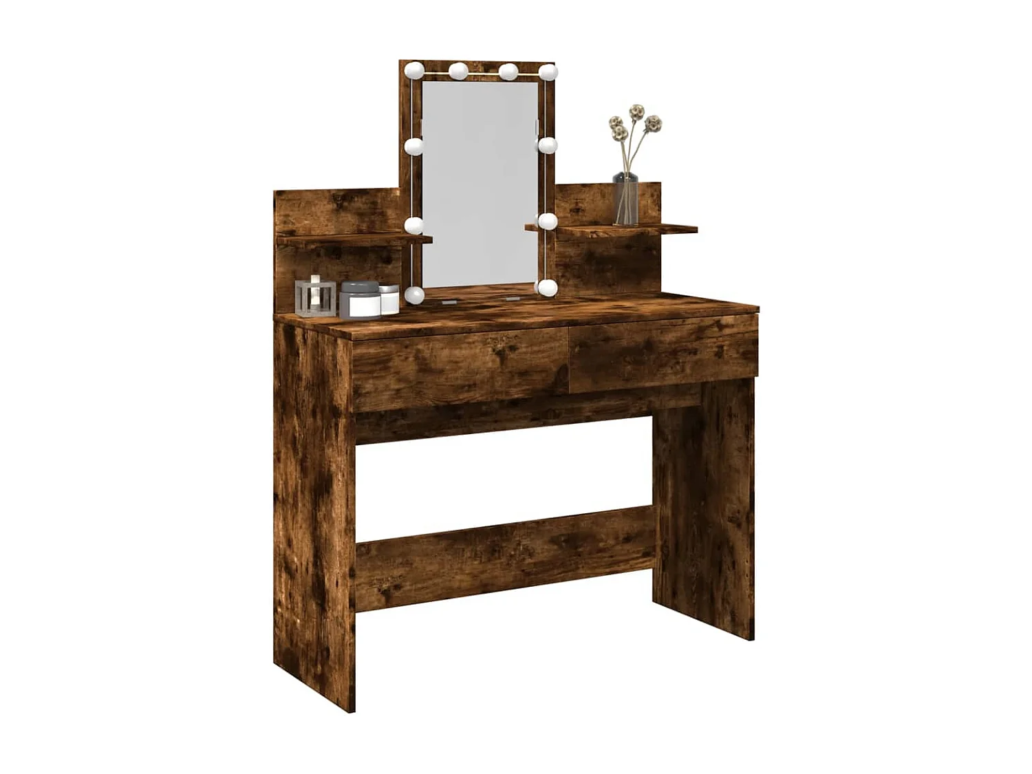 Coiffeuse avec LED chêne fumé 100x40x130 cm FR629306