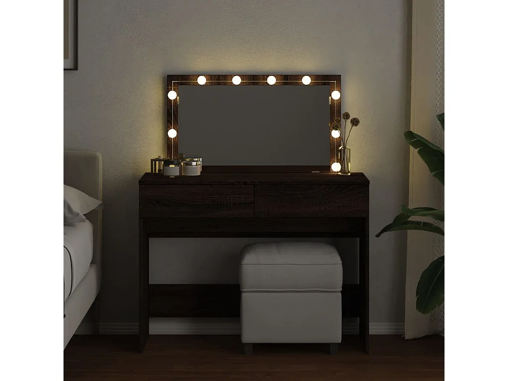 Coiffeuse avec LED chêne marron 100x40x120 cm FR892887