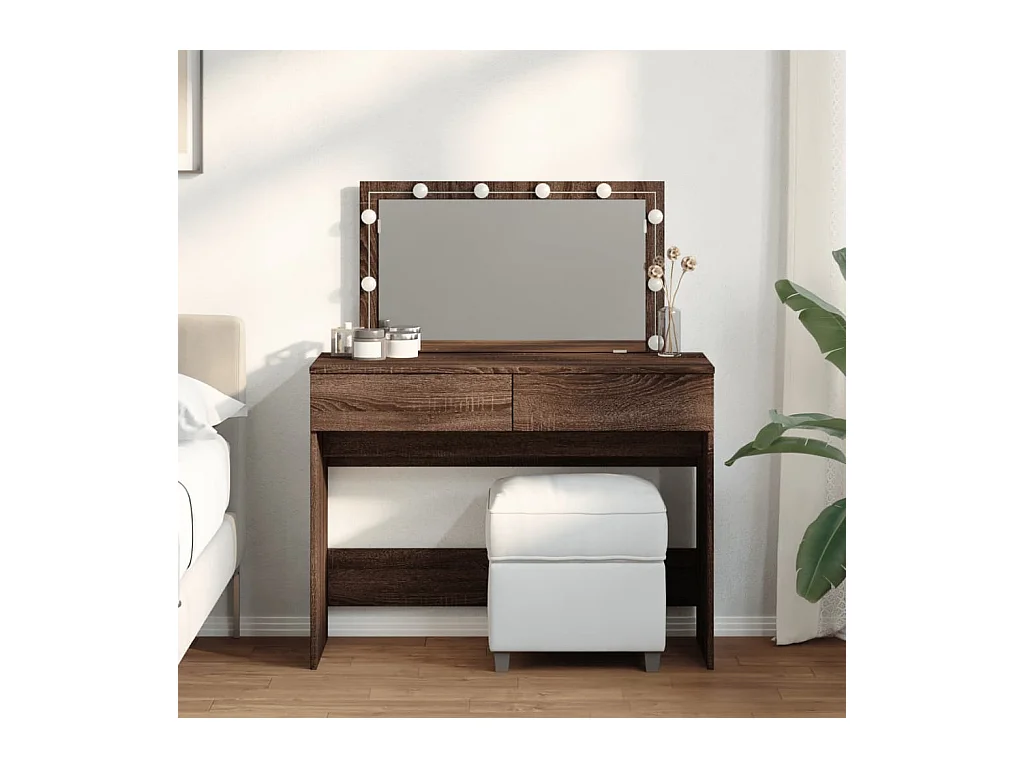 Coiffeuse avec LED chêne marron 100x40x120 cm FR892887