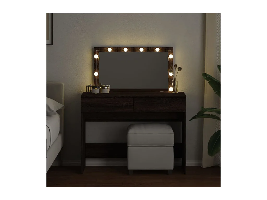 Coiffeuse avec LED chêne marron 100x40x120 cm FR892887