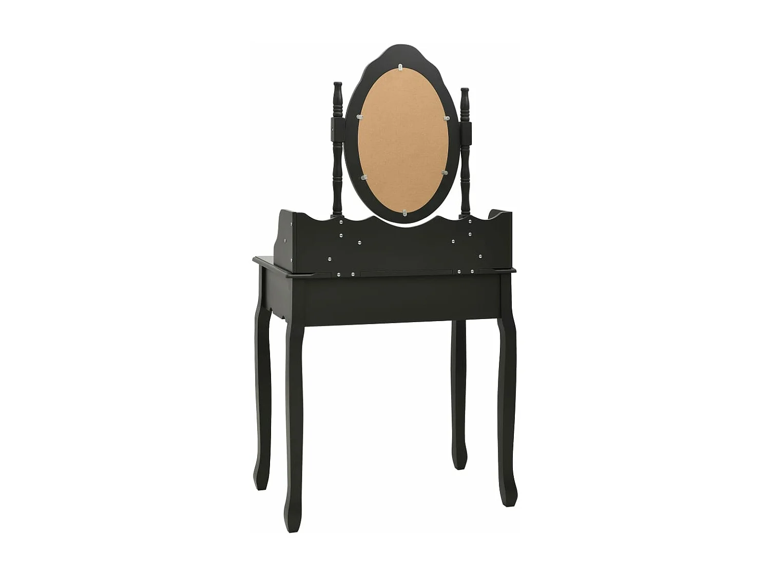 Juego de tocador y taburete madera paulownia negro 75x69x140 cm ES856833