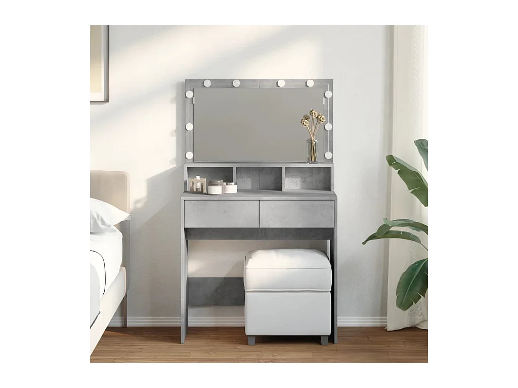 Tocador con luces LED gris hormigón 80x41x134,5 cm ES291154