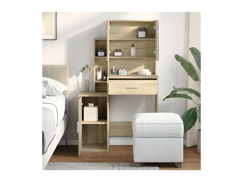 Kaptafel met kastje 80x35x132 cm sonoma eikenkleurig BE576836