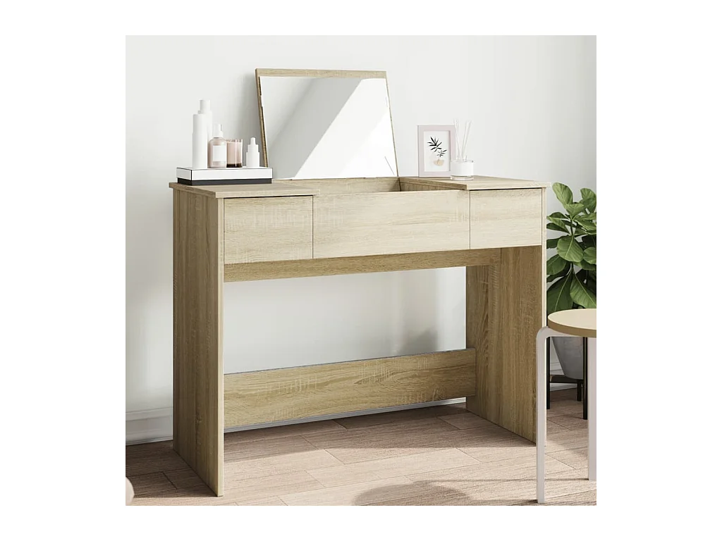 Coiffeuse avec miroir chêne sonoma 100x45x76 cm FR288680