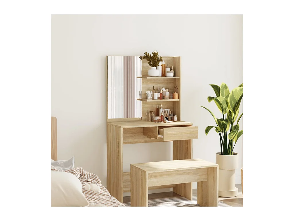 Coiffeuse avec miroir Chêne sonoma 74,5x40x141 cm FR995362