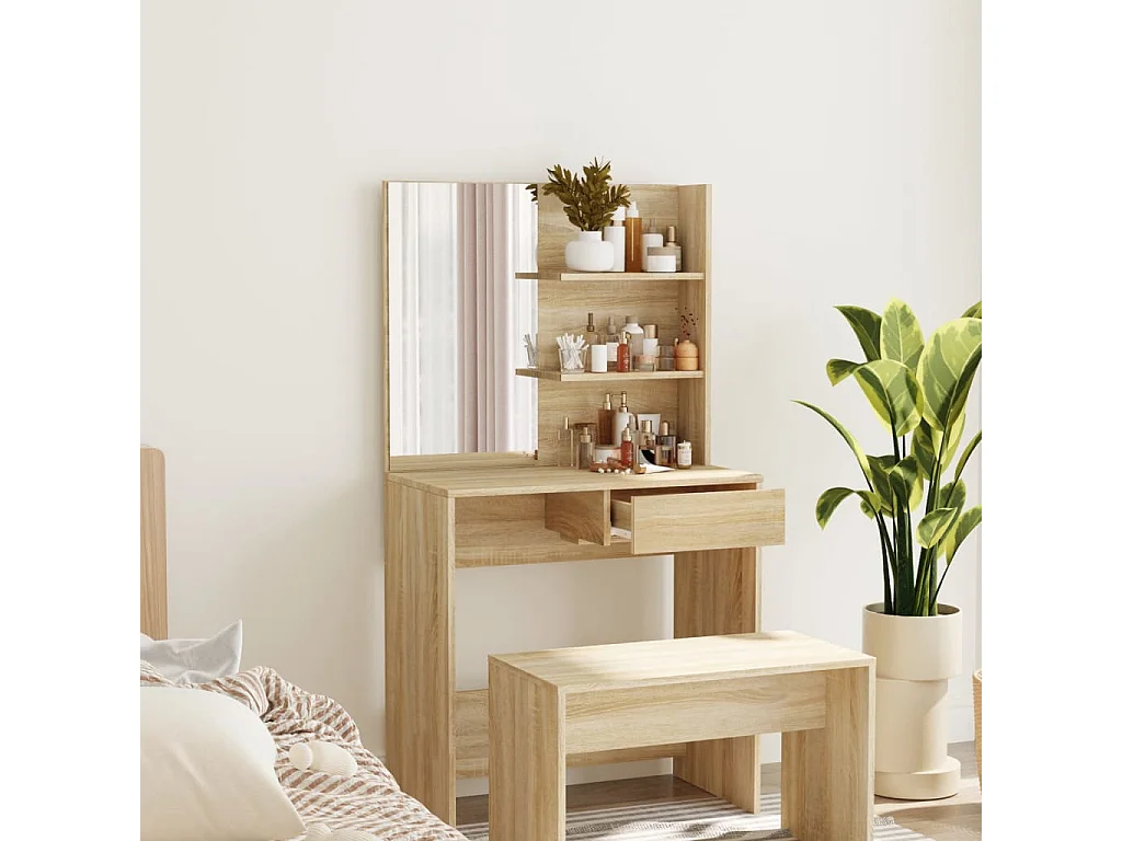 Coiffeuse avec miroir Chêne sonoma 74,5x40x141 cm FR995362